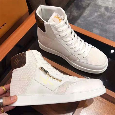 lv white high top sneakers|louis vuitton white sneakers ladies.